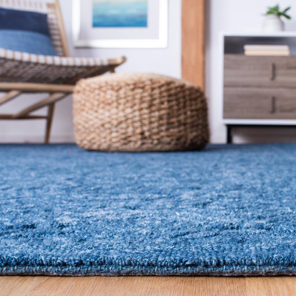 Blue Geometric Tufted Wool 6' x 9' Area Rug