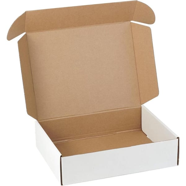 Unbranded 12 x 9 x 3 Corrugated Cardboard Shipping Box White Literature Mailer for Small Items Easy Assembly Recyclable