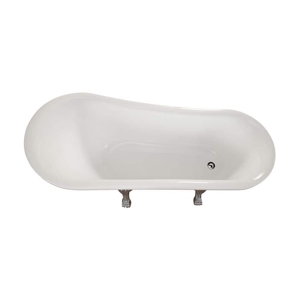 Geneva 69'' White Acrylic Clawfoot Soaking Bathtub