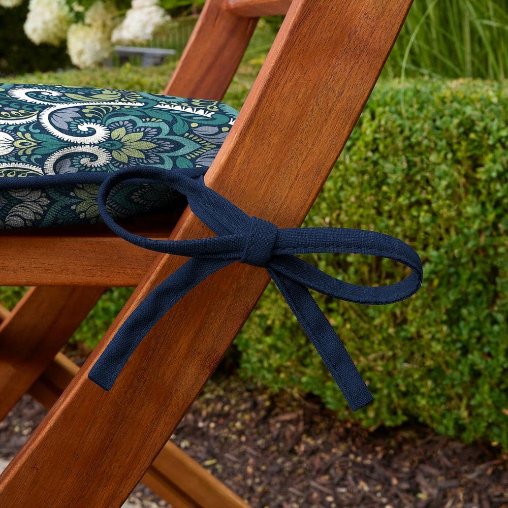 Sapphire Blue Damask Foam Seat Pad Set, 17 x 16