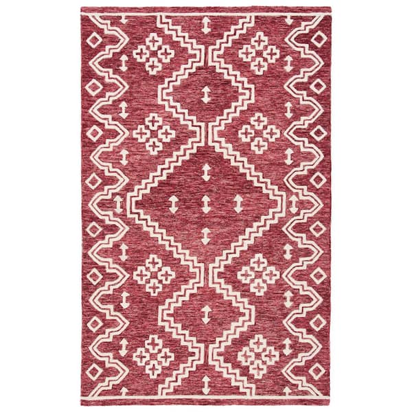 SAFAVIEH Abstract Red/Ivory 4 ft. x 6 ft. Tribal Chevron Area Rug