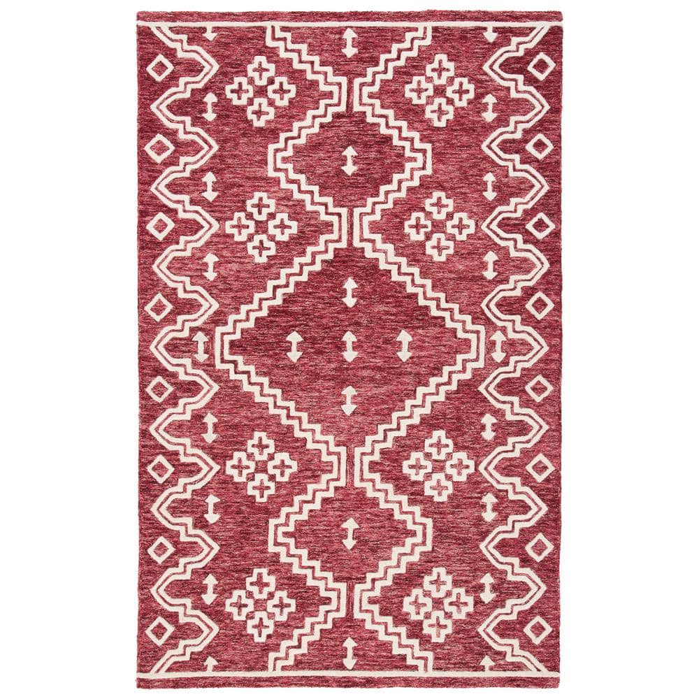 Handmade Red Wool Abstract Tufted 8' x 10' Rug