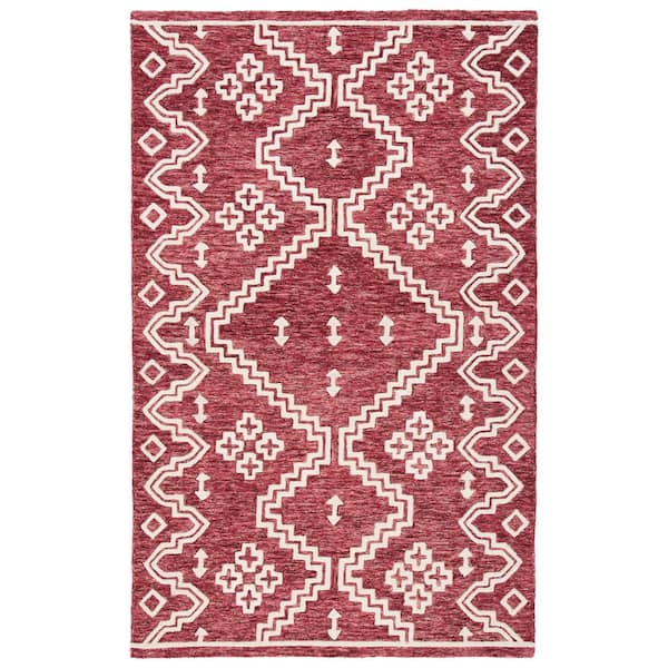 SAFAVIEH Abstract Red/Ivory 8 ft. x 10 ft. Tribal Chevron Area Rug