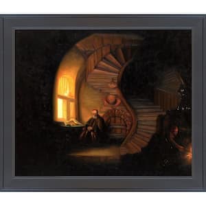 The Philosopher in Meditation by Rembrandt Gallery Black Framed Architecture Oil Painting Art Print 24 in. x 28 in.