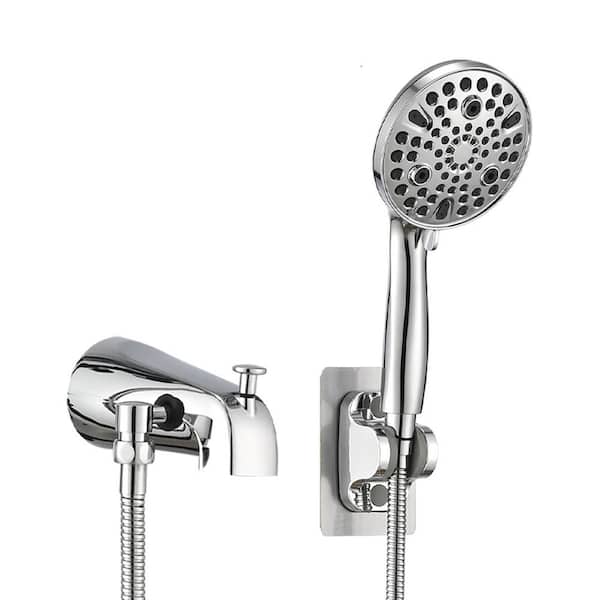 YASINU 5.31 in. Tub Spout with 10-Spray Handheld Shower Head in Chrome (Valve Not Included)
