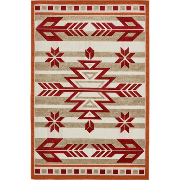 Indoor/Outdoor Albuquerque Burgundy 6' 0 x 9' 0 Area Rug
