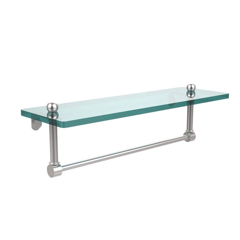 Allied Brass 16 in. L x in. H x in. W Clear Glass Vanity Bathroom Shelf  with Integrated Towel Bar in Satin Chrome PR-1/16TB-SCH The Home Depot