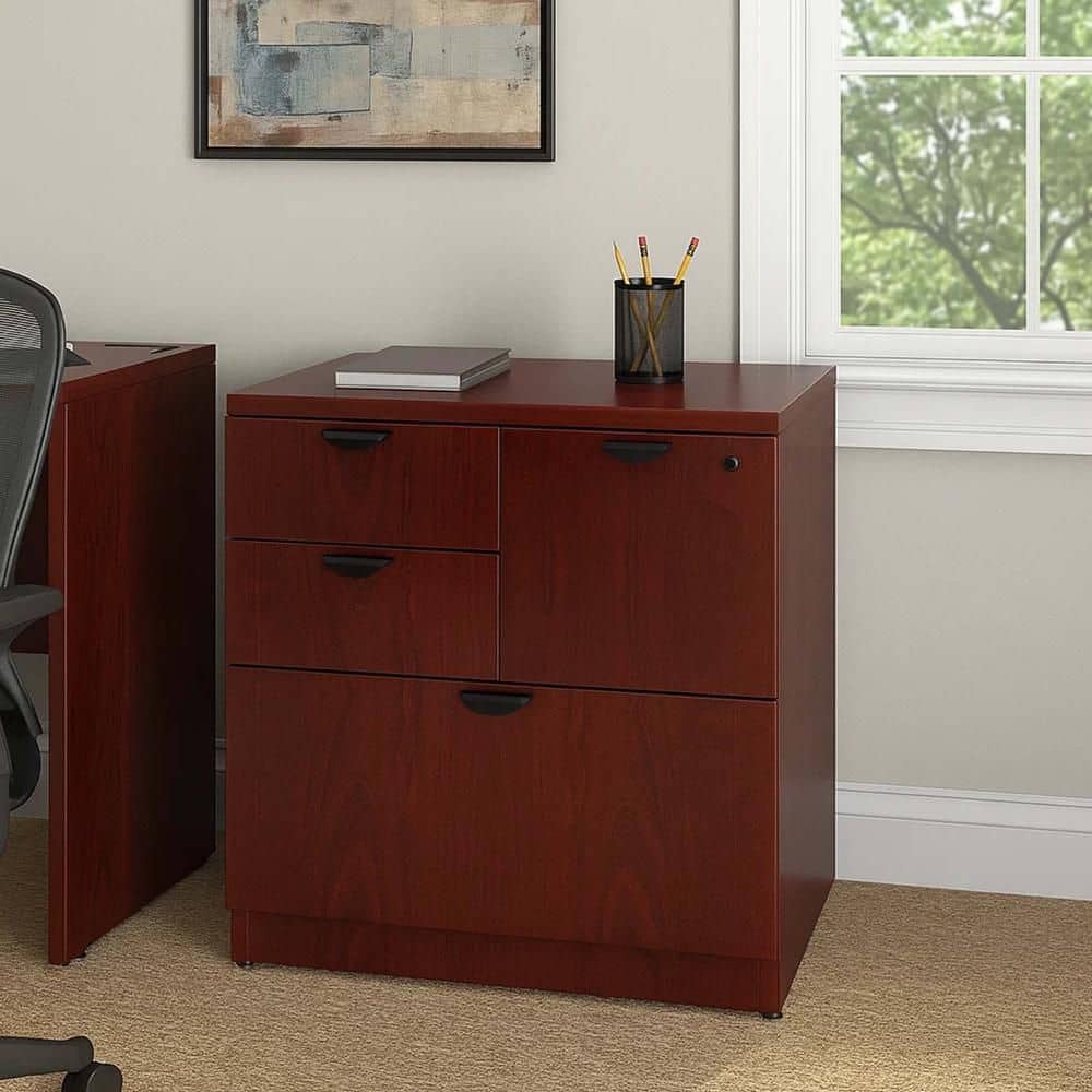Benjara Ley 4-Drawer Mahogany Red Wood 22 in. W Office Lateral