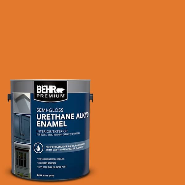 BEHR PREMIUM 1 gal. #OSHA-3 OSHA SAFETY ORANGE Urethane Alkyd Semi-Gloss Enamel Interior/Exterior Paint