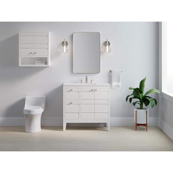 KOHLER Helst 36 in. W x 18 in. D x 36 in. H Single Sink Open Base Bath Vanity in White with Quartz Top