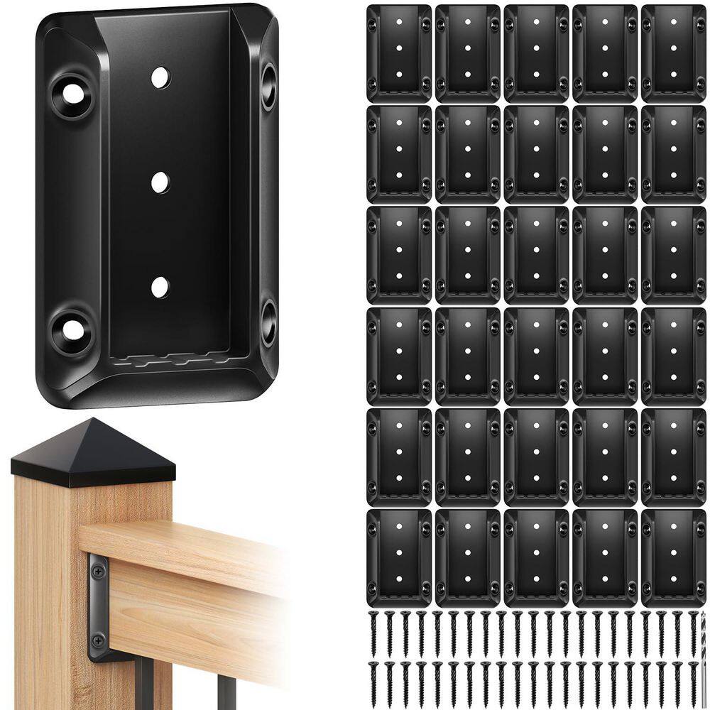 Black Nylon Deck Railing Bracket Connectors with Galvanized Screws