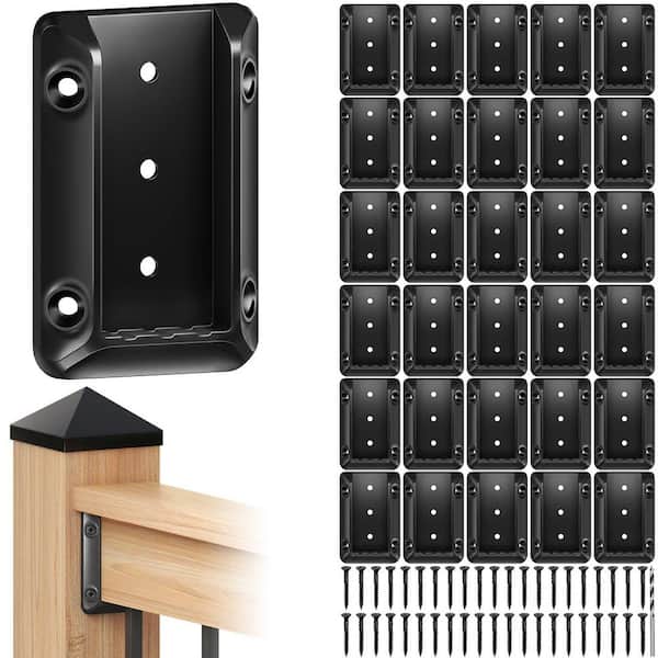 Deck Railing Bracket Connectors for 2 x 4NGalvanized Black Screws in Black (30-Pieces)