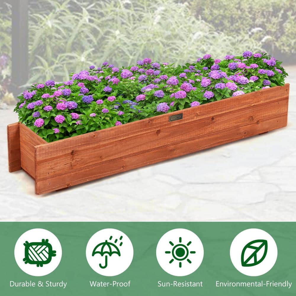 36 Inch Brown Wooden Rectangular Flower Planter Box