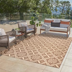 Paseo Niala Havana/Sand 5 ft. x 7 ft. Floral Medallion Indoor/Outdoor Area Rug