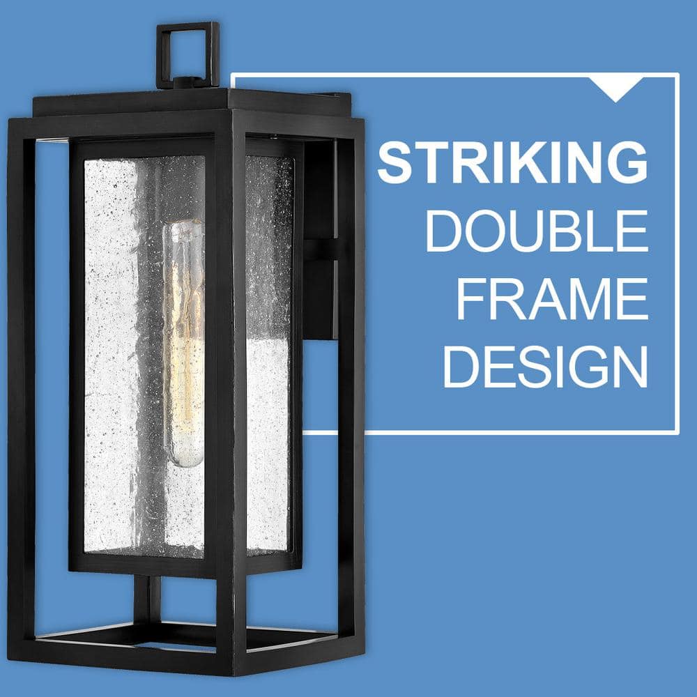 Seaside Lodge Black Outdoor Wall Lantern with Clear Seedy Glass