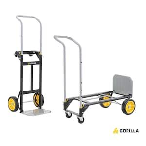 400 lbs. Convertible Steel Hand Truck, Simple Flatbed Conversion; Wide Grip Telescoping Handle, Flat-Free Tires