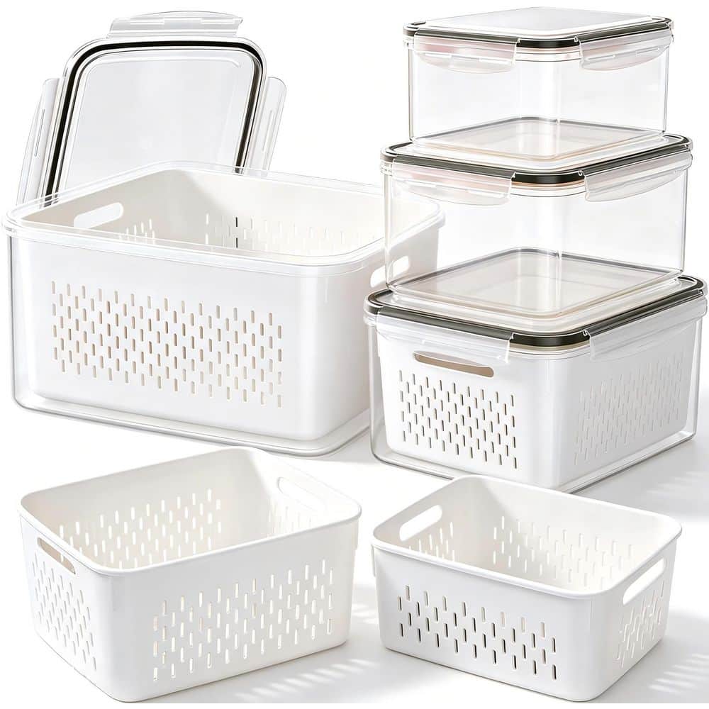 Numhew 5 Piece 4 in 1 Fruit Storage Containers with Removable