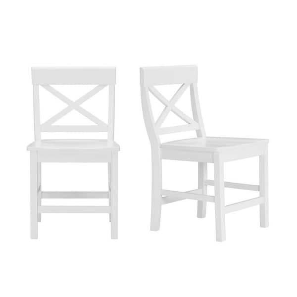Cedarville White Wood Dining Chair with Cross Back (Set of 2) (19.42 in. W x 31.98 in. H)