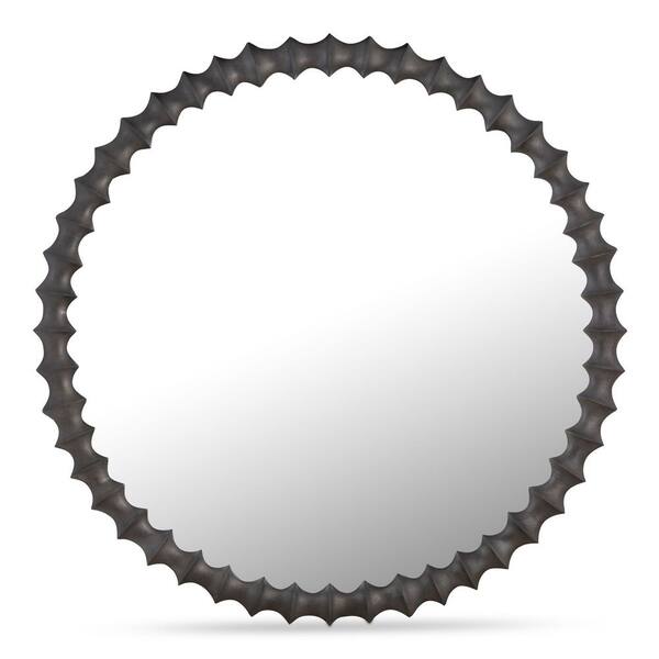 Everard Black 36 in. W x 36 in. H Round Industrial Cast Aluminum Framed Mirror