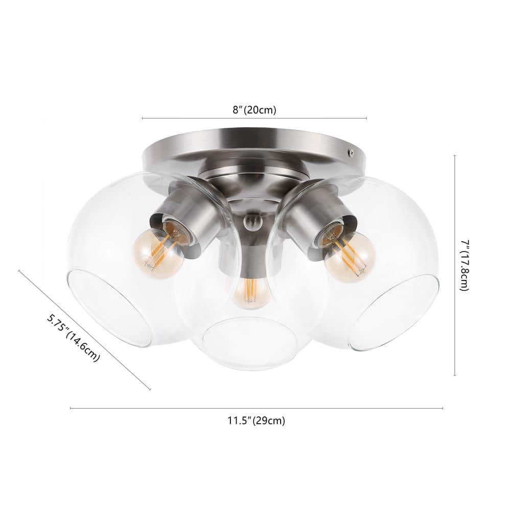 11.5" Clear Glass Nickel LED Flush Mount Ceiling Light