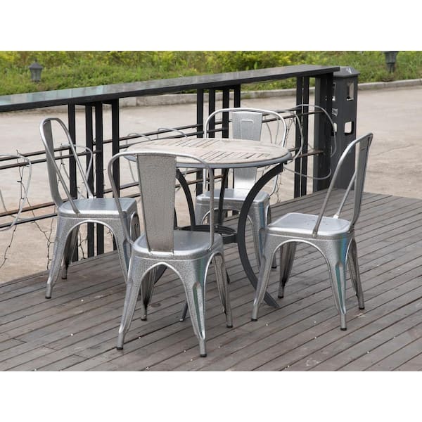 Industrial Style Silver Metal Restaurant Chair Outdoor Cafe Bistro Chair 