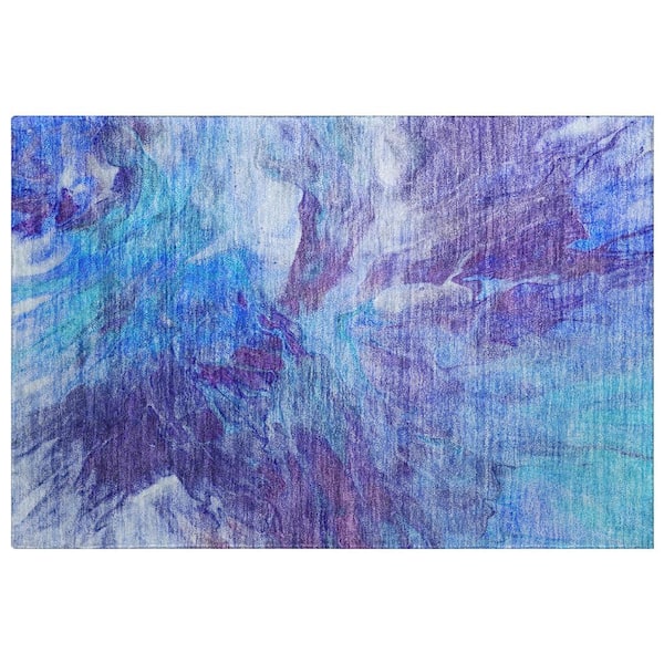 Dream Shag Premium Machine Washable Abstract ADS641 Blue 2 ft. x 3 ft. Accent Rug