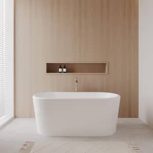 Ursula 4.9 ft. Acrylic Flatbottom Non-Whirlpool Bathtub in White with Brushed Nickel Trim and Faucet