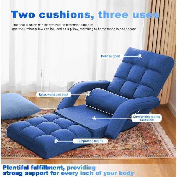 SUNRINX Blue Folding Lazy Recliner Folding Gaming Chair Bean Bag