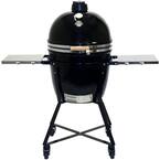 Large Infinity X2 Kamado Charcoal Grill with Cart and Stainless Side-Shelves