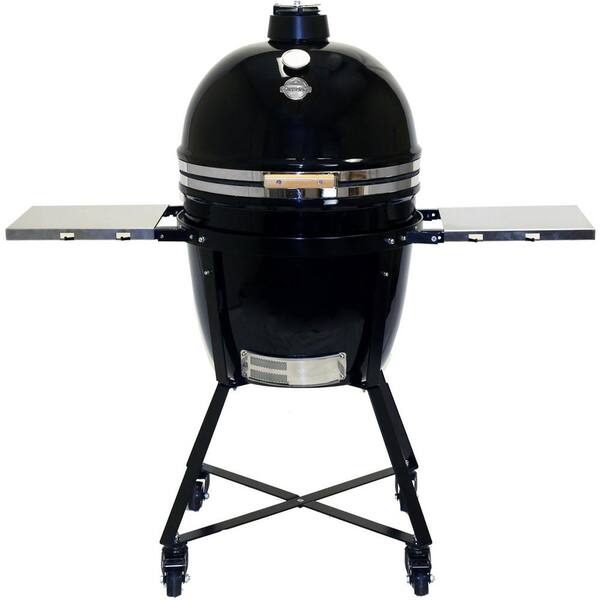 GRILL DOME Large Infinity X2 Kamado Charcoal Grill with Cart and Stainless Side-Shelves