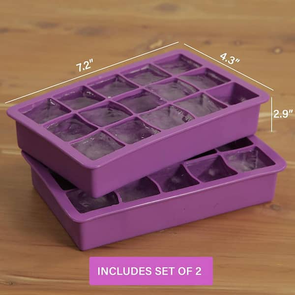 Flexible 15-Piece Purple Silicone Ice Tray Mold (2-Pack) EBH-613 - The Home  Depot