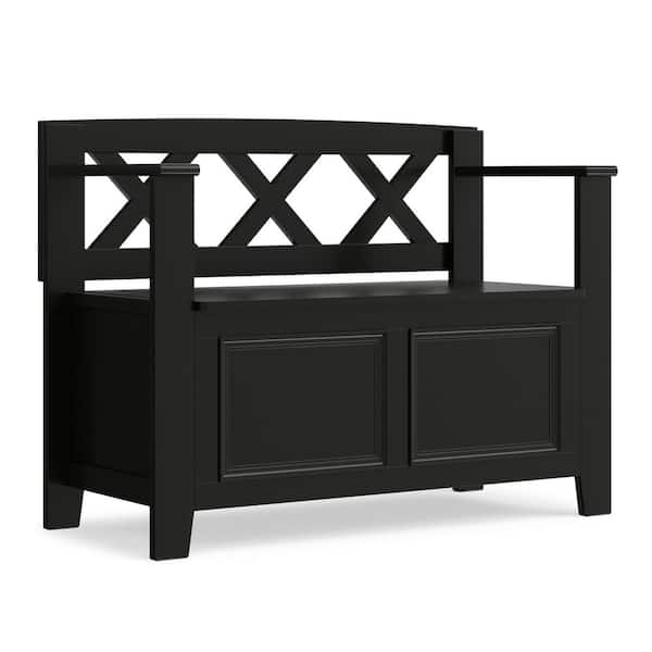 Amherst 36 in. Wide Solid Wood Entryway Storage Bench in Black
