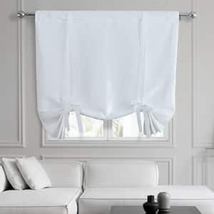 White Faux Silk Taffeta Room Darkening Rod Pocket Tie-Up Window Shade 46 in. W x 63 in. L (1 Panel)