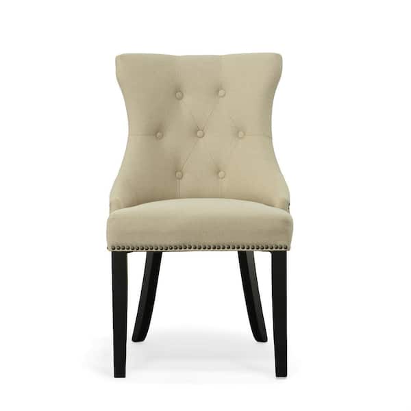 Carolina Cottage Julia Cream Linen Upholstered Tufted Back Nail Head Chair (Set of 2)