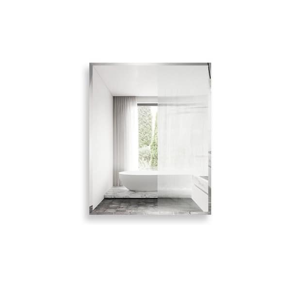 Modern 24 in. W x 30 in. H Silver Rectangular Aluminum Frameless Wall Mount or Recessed Medicine Cabinet with Mirror