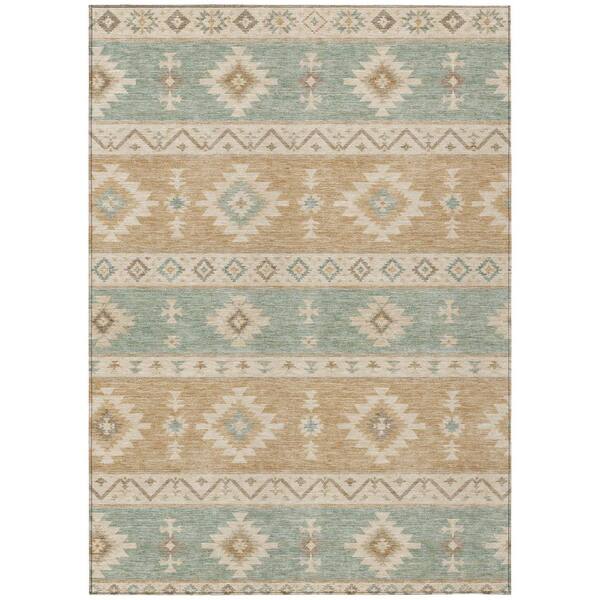 Chantille Machine Washable Indoor/Outdoor Abstract ACN3126 Seafoam 5 ft. x 7 ft. 6 in. Area Rug