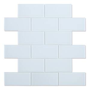 Take Home Sample Chardonnay White 4 in. x 4 in. x 5 mm Glass Peel and Stick Wall Mosaic Tile (0.11 sq.ft/Each)