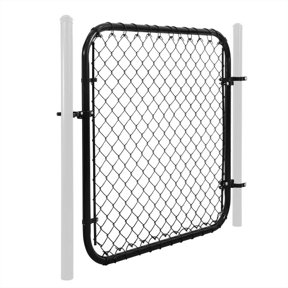 Fencer Wire 4 ft. W x 4 ft. H Black Galvanized Chain Link Fence Gate