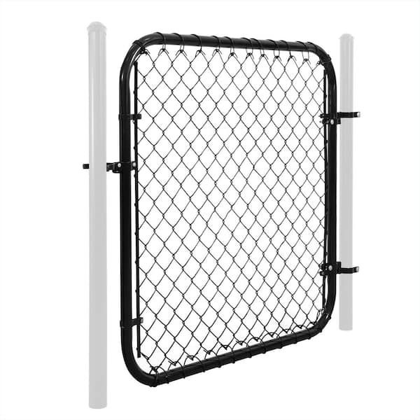 4 ft. W x 4 ft. H Black Galvanized Chain Link Fence Gate