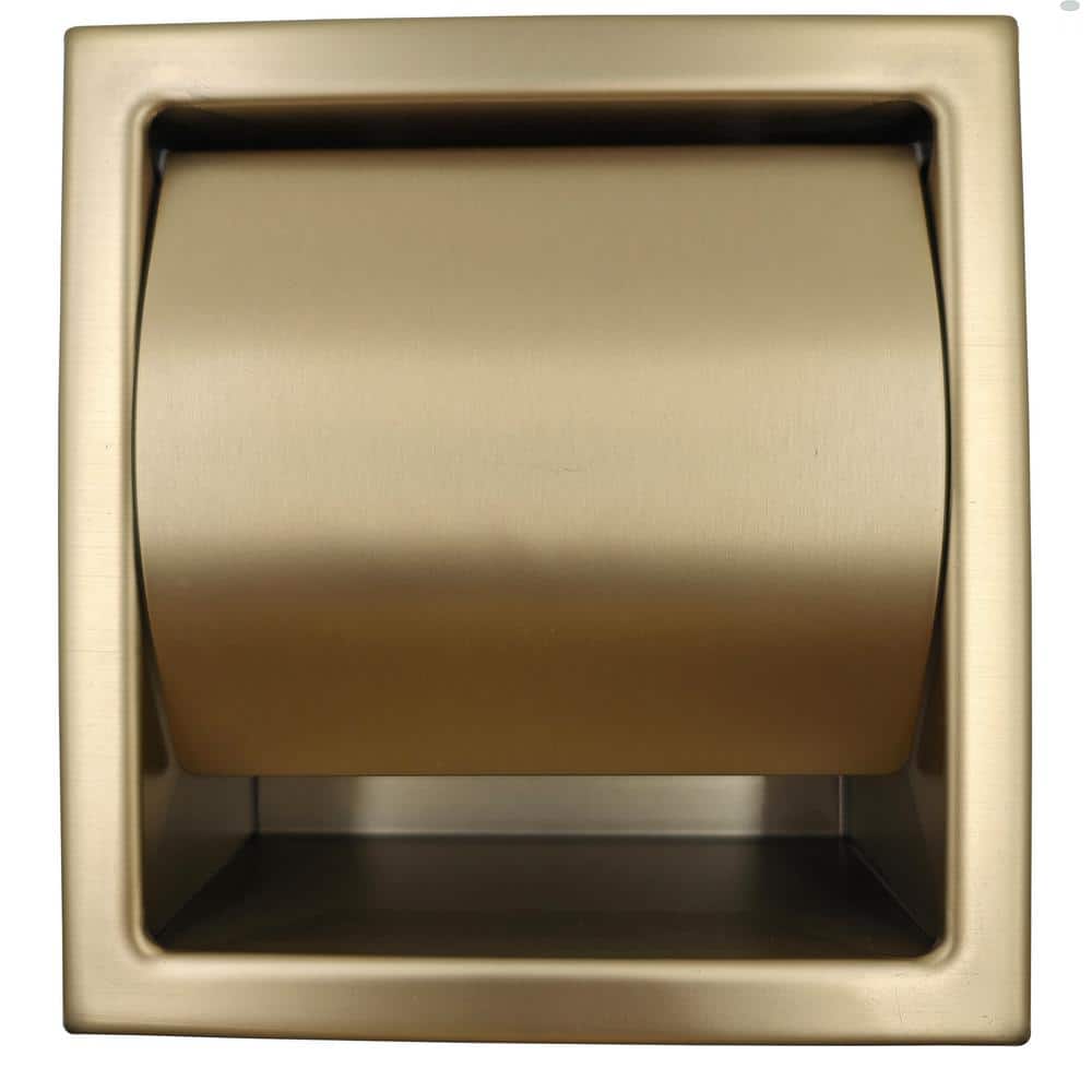 Brushed Gold Stainless Steel Recessed Toilet Paper Holder