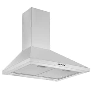 24 in. Convertible Wall Mount Pyramid Range Hood in Stainless Steel with LED lights