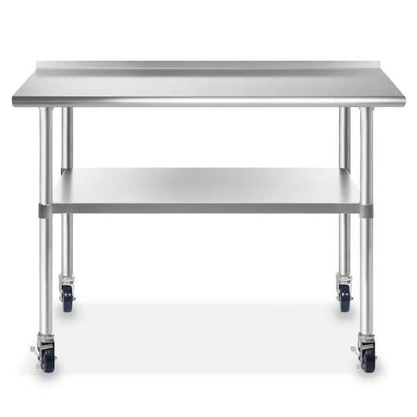 GRIDMANN 48 x 24 in. Stainless Steel Kitchen Utility Table with ...