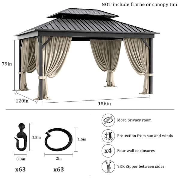 WNP 10 ft. x 13 ft. Universal Outdoor Privacy Curtains, Gazebo