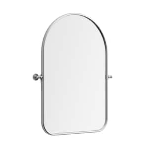 24 in. W x 36 in. H Arched Sliver Framed Wall Mirror Round Corner Bathroom Vanity Mirror