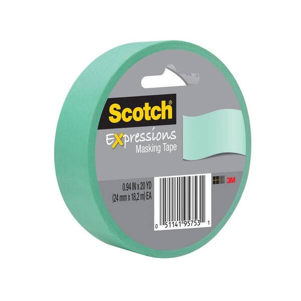 3M Scotch 0.94 in. x 20 yds. Mint Green Expressions Masking Tape (Case of 36)