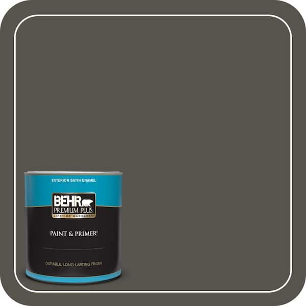 BEHR PREMIUM PLUS 1 qt. #790D-7 Black Bean Satin Enamel Exterior Paint & Primer