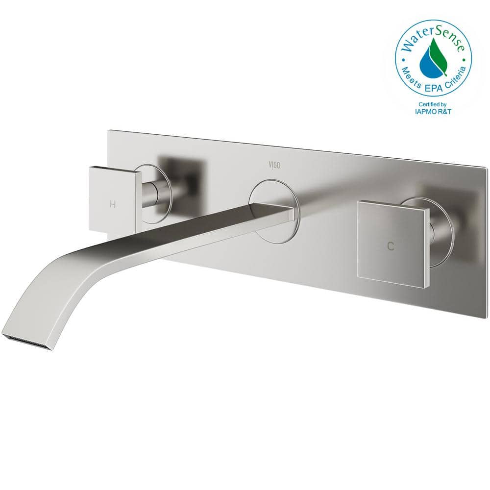 Modern Centerset 8" Wall Mounted Faucet in Black and Nickel