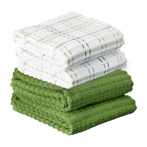 Royale Cactus Green 4-Pack Solid and Coordinate Kitchen Towel Set