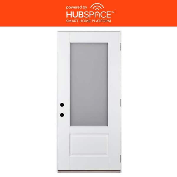 Feather River Doors Smart Glass 36 in. x 80 in. Left Hand Outswing Impact 3/4-Lite Smooth Unfinished Fiberglass Prehung Front Door