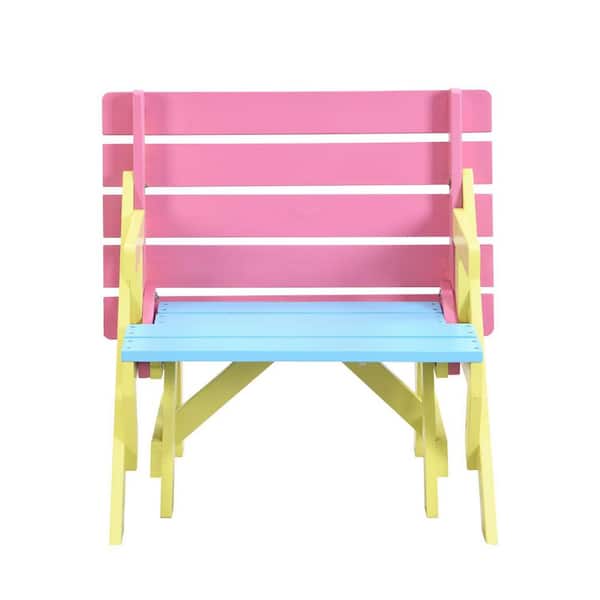 Blue Plus Pink Kid's Multi-functional Arm Chair, Table with 2-Benches